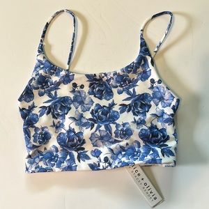#18 NWT Alice + Olivia Penny Scoop Neck Floral Cropped Top